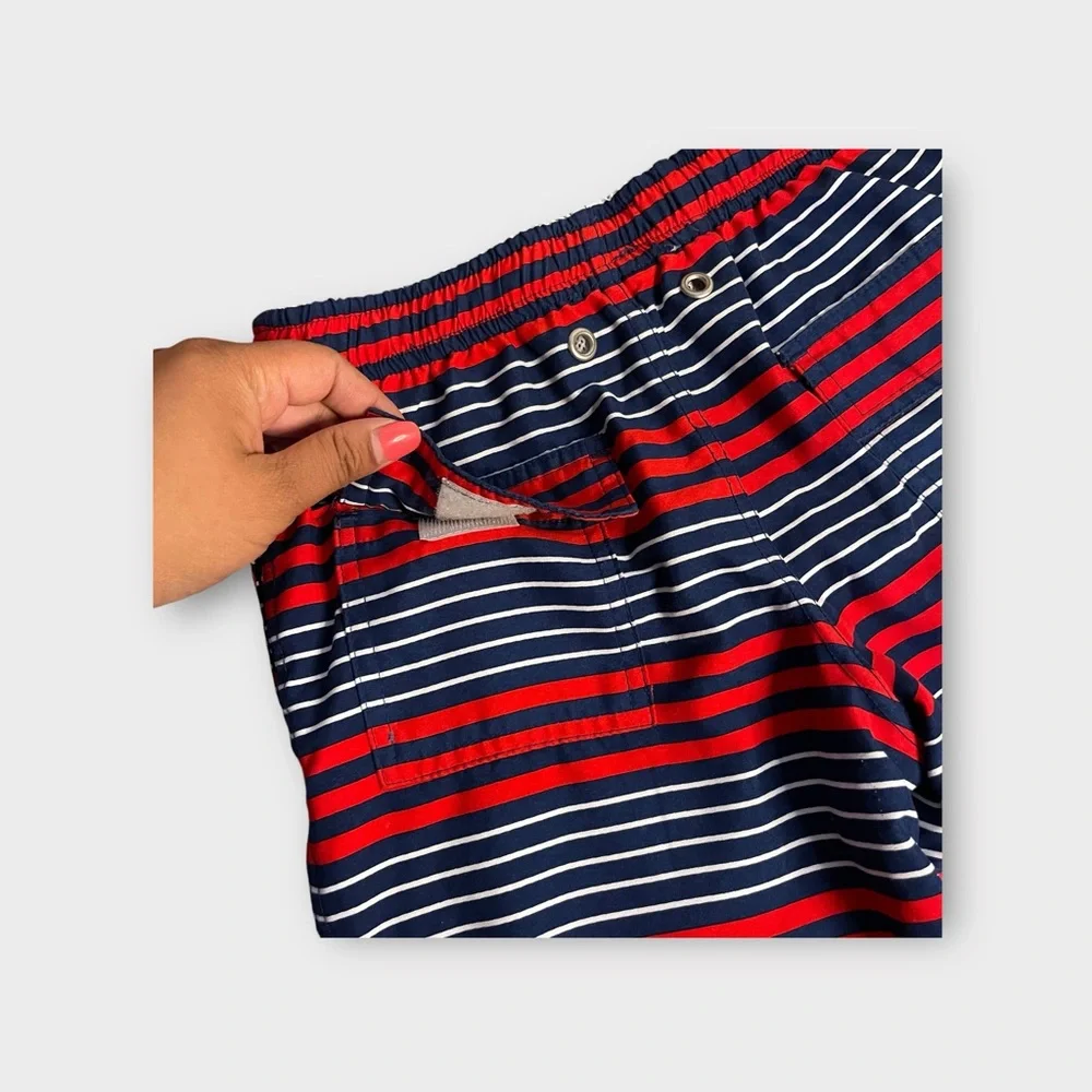 Toobydoo Red & Blue Stripe Swim Trunks